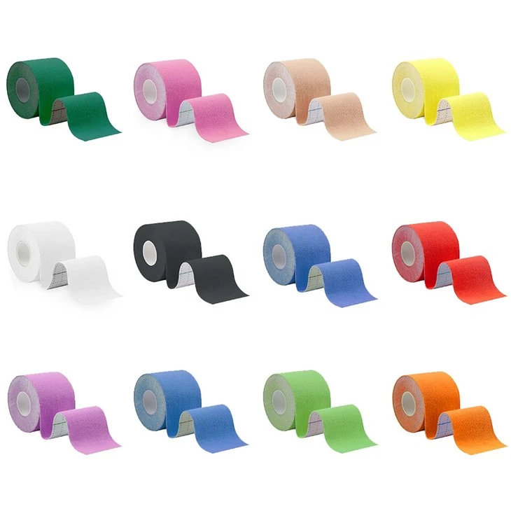 Specialized color chart for neutral kinesiology tapes, showcasing light tan, beige, and deep nude shades for professional medical sourcing